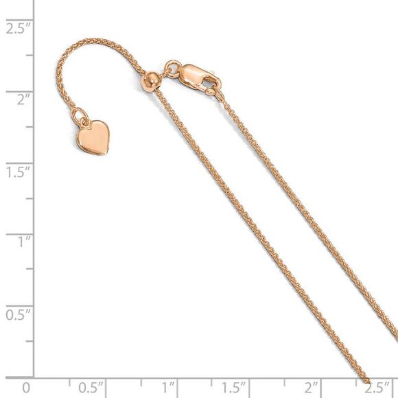 1mm Rose Gold Tone Plated Silver Adj. Spiga Chain Necklace, 30 Inch - Picture 2 of 5